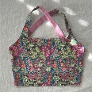 Born Primitive Floral Sports Bra - Pink and Green